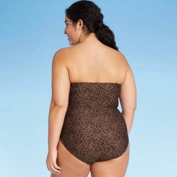 KONA SOL Flounce Bandeau High Coverage One Piece Swimsuit 🐆 NEW!! - Picture 12 of 12